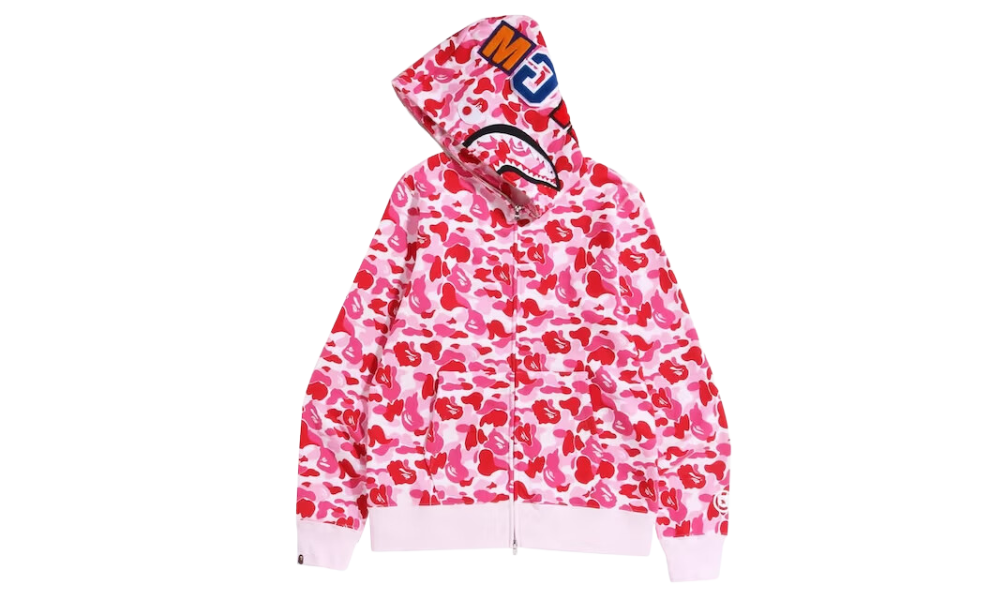  Camo Shark Full Zip Hoodie Pink_0